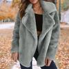 Women's Fashionable Solid-color Lapel Mid-length Plush Coat