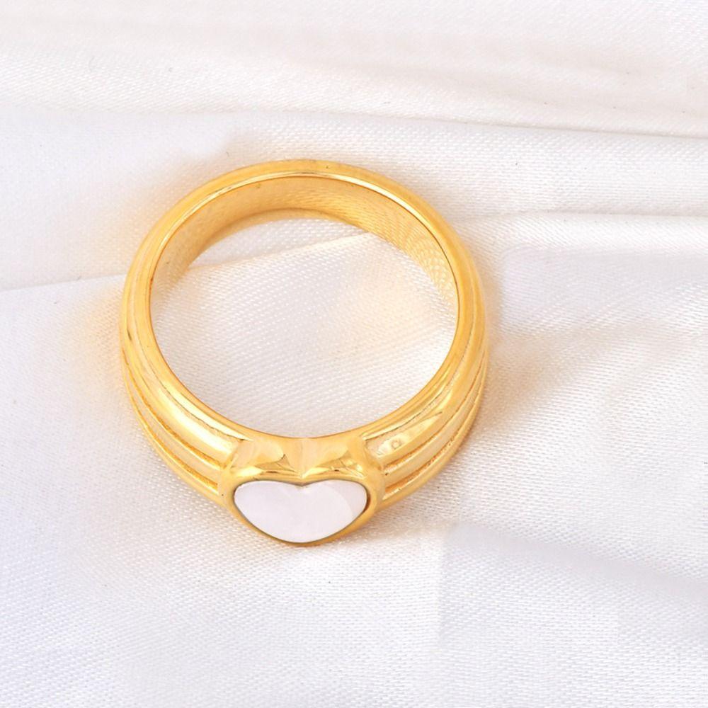 Heart-Shaped Heart Ring Elegant Shell Ring Trendy Finger Ring  Girls
