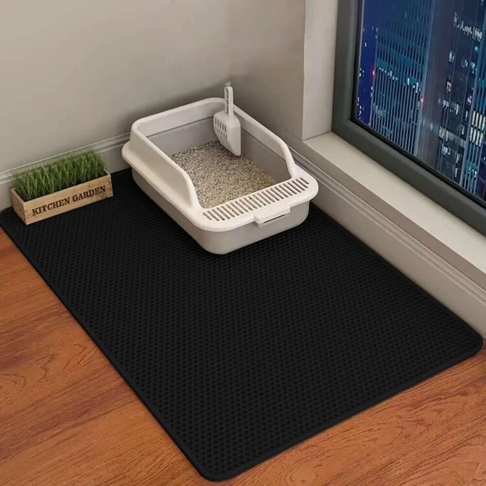 

Winter Double Layer Cat Litter Mat Waterproof Pet Litter Box Mat Pet Toilet Cat Mat Nonslip Sand Cat Washable Mat Pet Clean 30X30CM чёрный