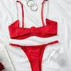 Hollow Lingerie Suit Chains Open Crotch Thong Sweet Bra Briefs Set  Valentine's Day