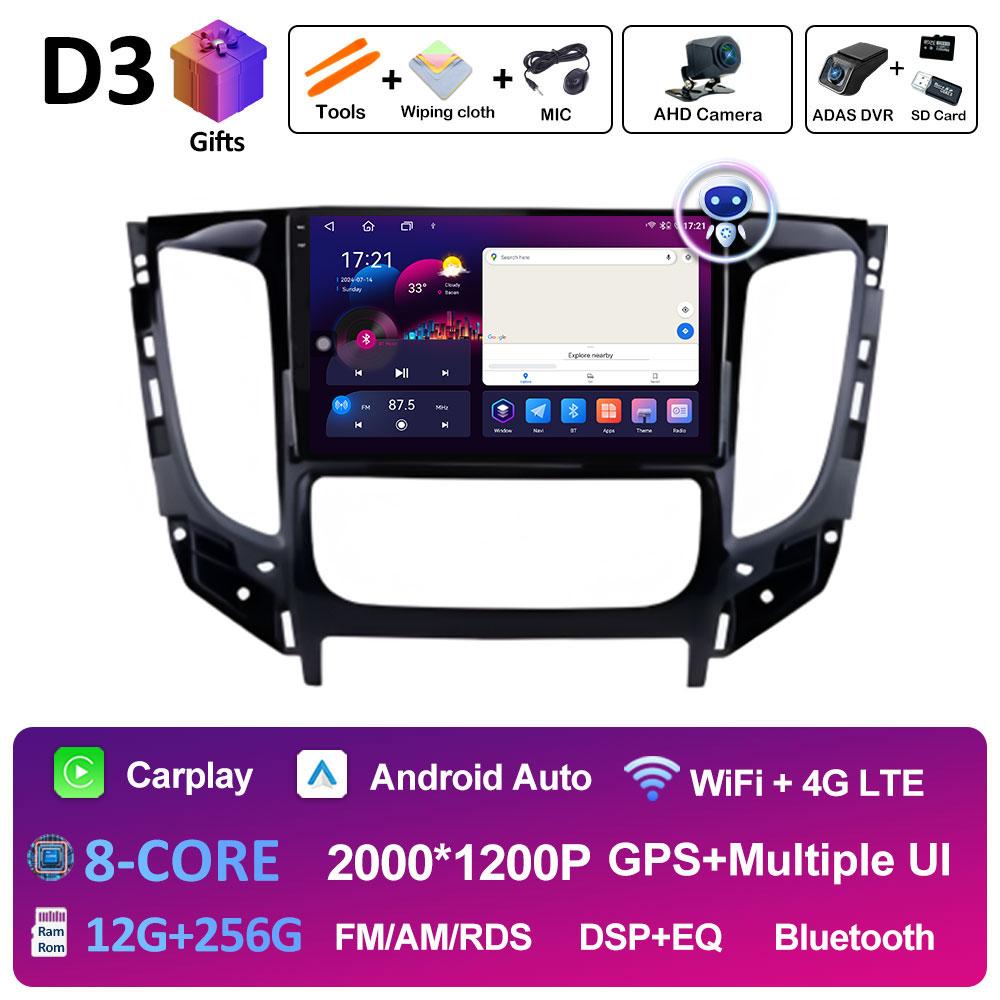 Car Multimedia Video Radio Player For Mitsubishi Pajero Sport 3 L200 5 Triton 3 2015 2016 2017 - 2019 Wireless Carplay Head Unit