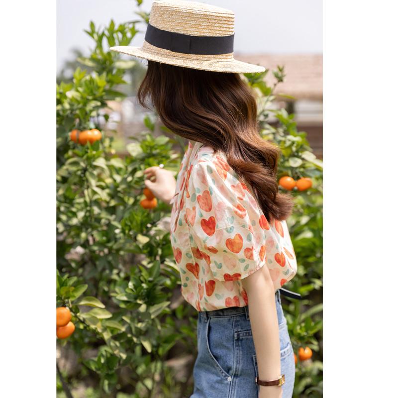 

MISHOW летние корейские шикарные женские модные блузки милые ретро с цветочным принтом и воротником-поло, пышными рукавами, женские топы MXB27C0450 S