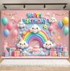 3D Balloons Rainbow Happy Birthday Photography Backdrop Colorful Girl Boy Birthday Party Baby Shower Decor Photozone Background