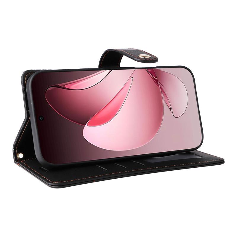 Clamshell Leather Wallet Case For OPPO Reno 14 13 13F 12F Reno14 Reno12 F Reno13 FS 4G 5G Flip Cover Cases Outside 6 Card Slot