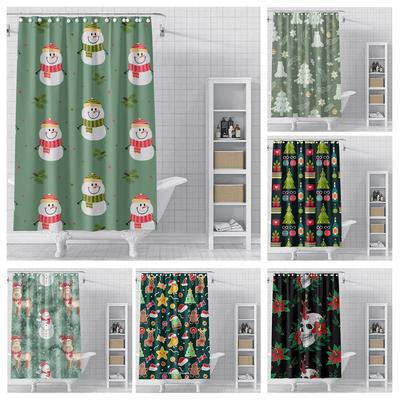 Home Decoration Shower Curtains for Bathroom Waterproof Curtain Fabric Modern Nordic Style Living Room Merry Christmas Winte