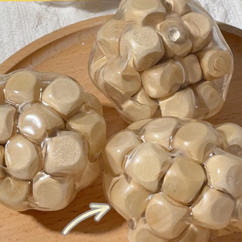 Creative Handmade Wooden Squeeze Noisy Ball 1Pcs Fidget Stress Relief Toy for Long Hour Work Relaxation