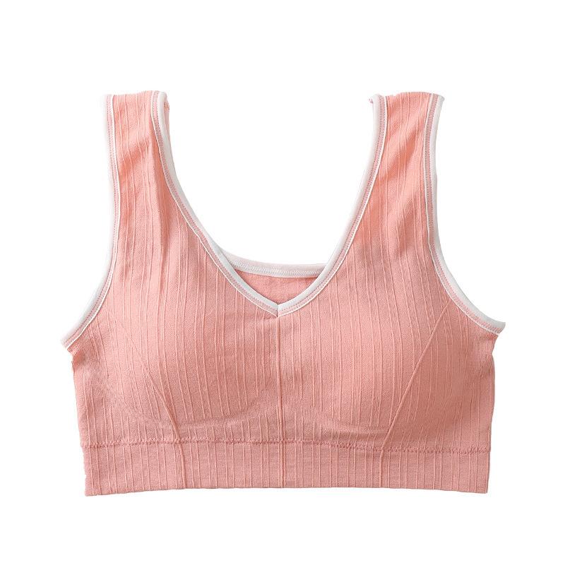 Beautiful back sports vest underwear female student Korean version short outer wear cute suspender tube top bra no steel ring bra