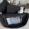 Makeup Bag Folding Multi-Part Cosmetic Storage Bag with Pink Bow Decoration Large Capacity Makeup Case