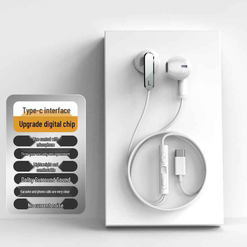 Wired Noise-Cancelling In-Ear Headphones with Type-C Interface - High-Quality Sound & Heavy Bass for Gaming and Music on Phones & Tablets