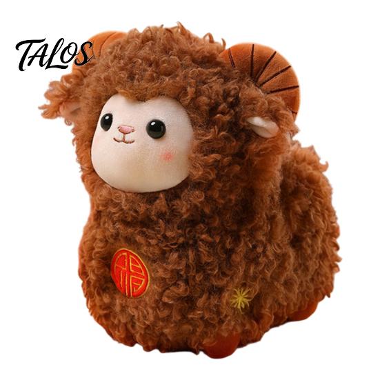 Cuddly Animal Plushie Lucky Sheep Plush Toy, Chinese Zodiac Lamb Doll with Fu Embroidery, New Year Decor Auspicious Mascot, Cute Home Decor, Gift for