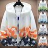 Gradient Print Hooded Drawstring Pockets Zipper Placket Windbreaker Jacket Men Summer Thin Sun Protection Coat