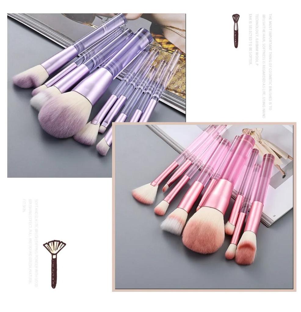 9pcs/1 Set Makeup Brush Set Loose Brush Complete Concealer Eyeshadow Shadow Foundation Fiber Brush With Brush Pack Beauty Tools