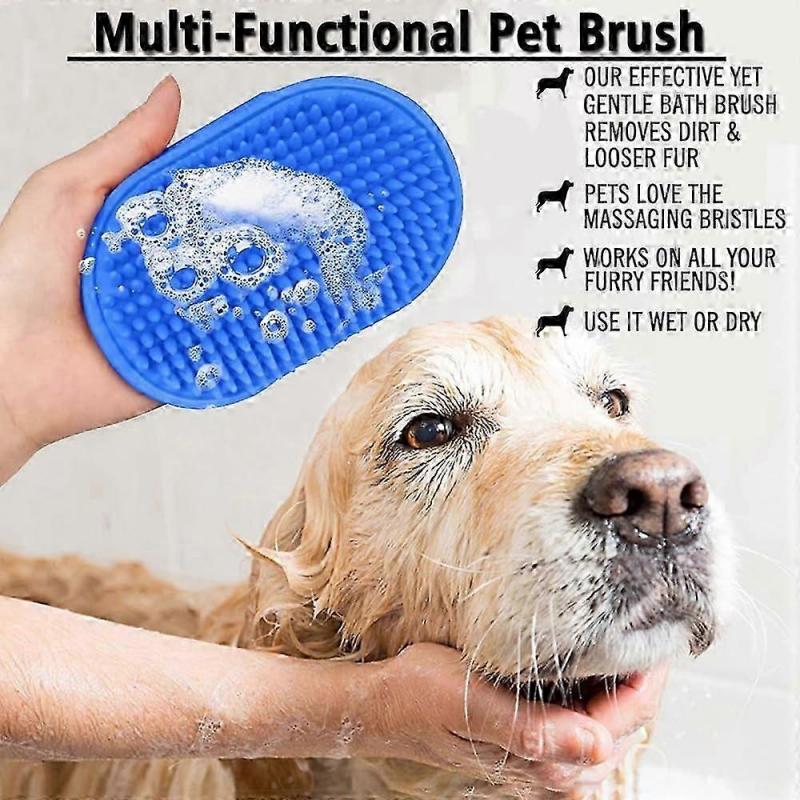 2 Pcs Dog Grooming Brush, Pet Shampoo Brush Dog Bath Grooming Shedding Brush Soothing Massage Rubber Comb with Adjustable Strap for Short Long Haired