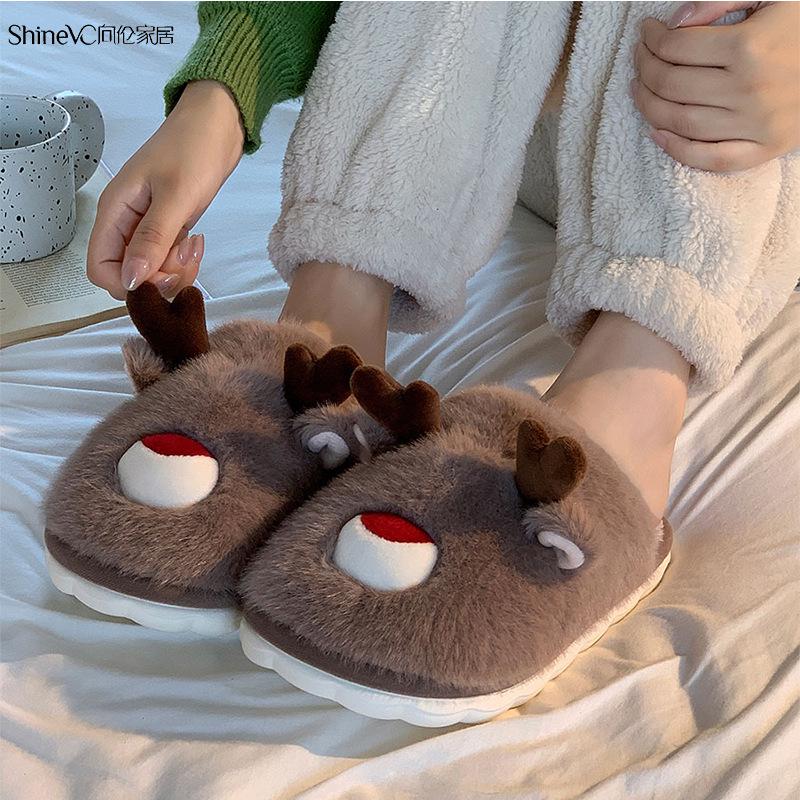 New Cotton Slippers Men's Autumn Indoor Home Cute Non-slip Warm Velvet Cotton Mop Outside Wear Parent-child Slippers
