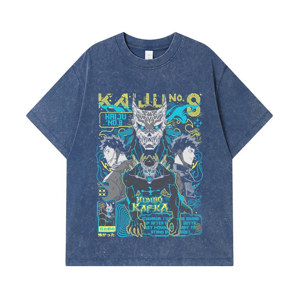 275 GSM Washed T-shirts 100% Cotton Kaiju No 8 V20 Kafka Print Unisex Heavy Cotton T Shirt