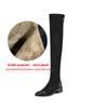 Krazing Pot Flock Autumn Winter Shoes Thick Heels Size 43 Long Boots Black Brown Stretch Over-the-knee Boots