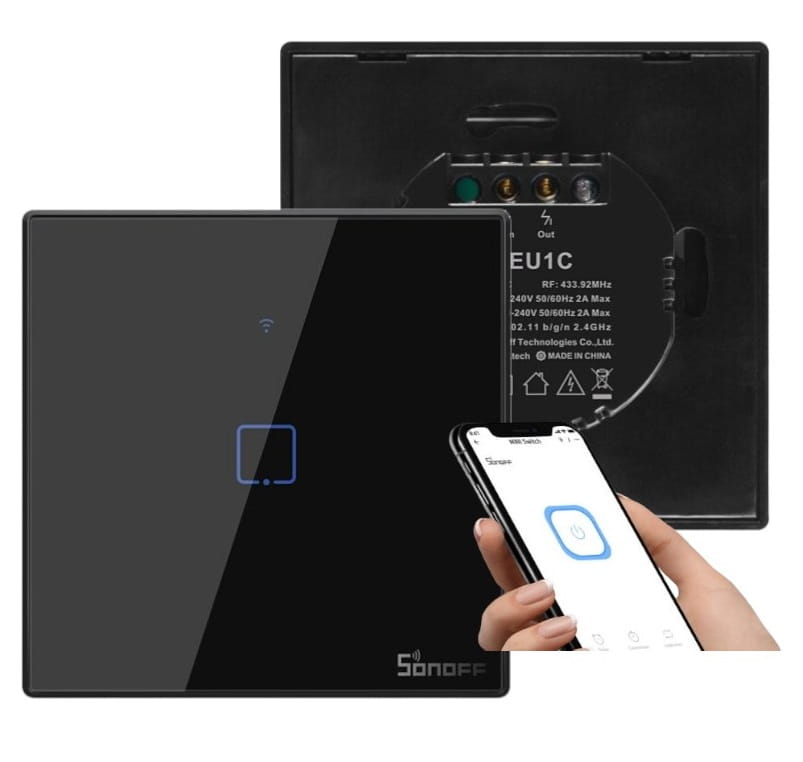 Sonoff Black Touch WiFi Light Switch + Remote Control T3EU1C-TX