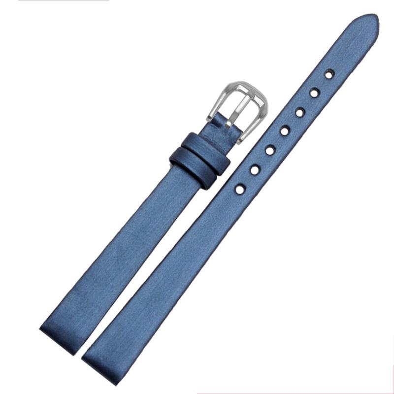 Quality Spun Silk + Genuine Leather Watchband 6mm 8mm 10mm 12mm 14mm For The Womens Wrist Watch Bracelet Red Black White Blue
