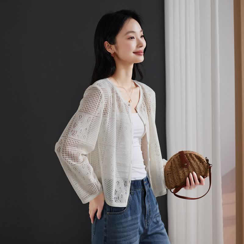 SOFSIL 2026 Summer French Lace Knit Cardigan