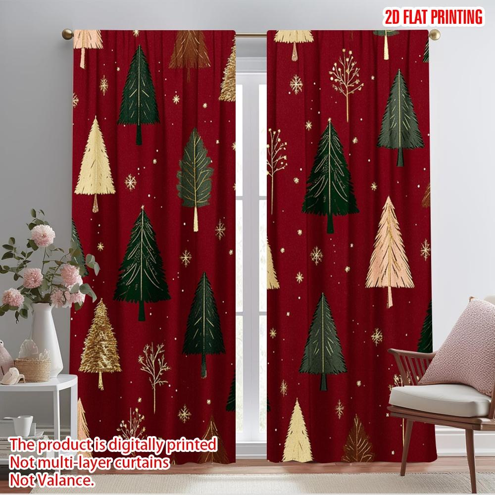 

2pcs,2D plane printing Print Curtains Christmas Trees Snowflakes_d (3) Versatile Polyester Fabric (without rod) Outdoor 52.50×116.00 CM 2pcs