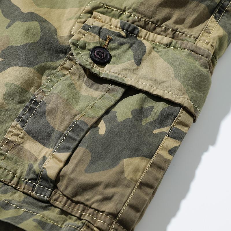 Pantaloncini da Lavoro Mimetici Uomo Estivi Casual Pantaloni a Cinque Quarti Cotone Puro Larghi Multi Tasche Pantaloni Versatili