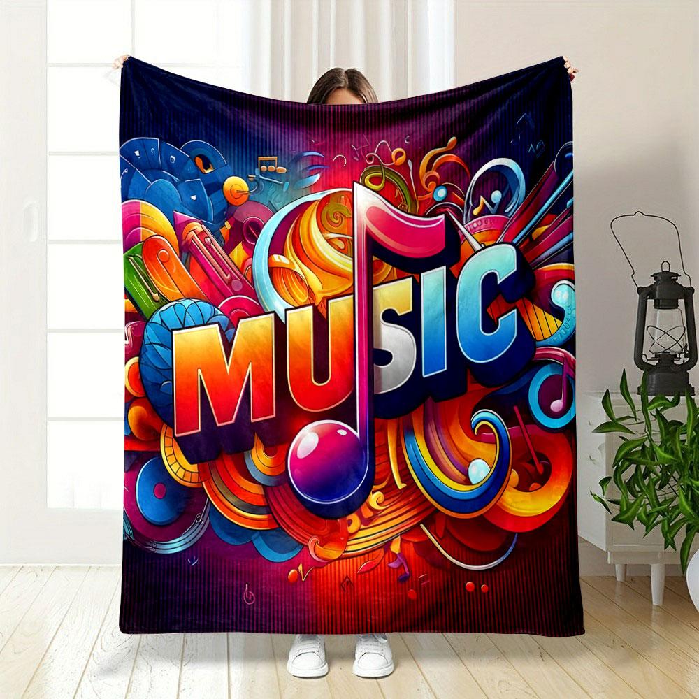 Colorful Music Note Design Print Blanket Soft and Cozy Perfect for the Living Room Bed Sofa or a Nap,gift