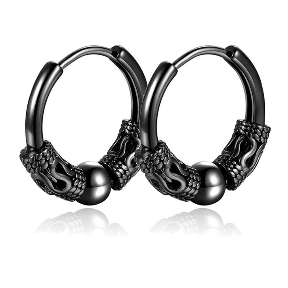 1 Pair Punk Stainless Steel Stud Earrings Black Earrings Set For Men Women Vintage Hip Hop Piercing Ear Fashionable and Minimalist Jewelry