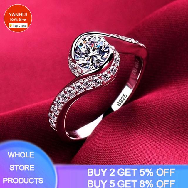 925 Sterling Silver Color Natural Zirconia Diamond Wedding Band White Gold Fashion Jewelry for Women