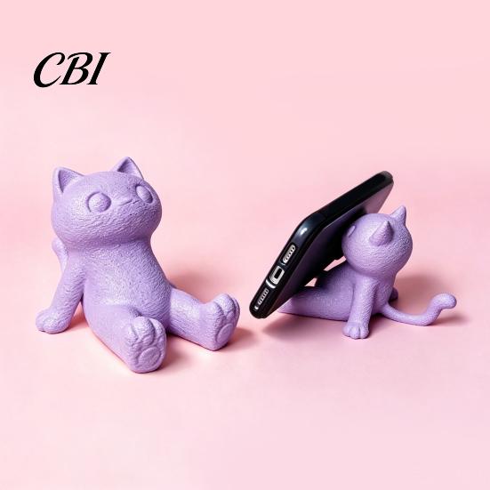 Hands Free Video Stand Cute Cat Phone Stand, 3D Printed Lying Desk Holder for Cell Stable Smartphone Tablet, Mount Home Office Decor, Gift Lovers