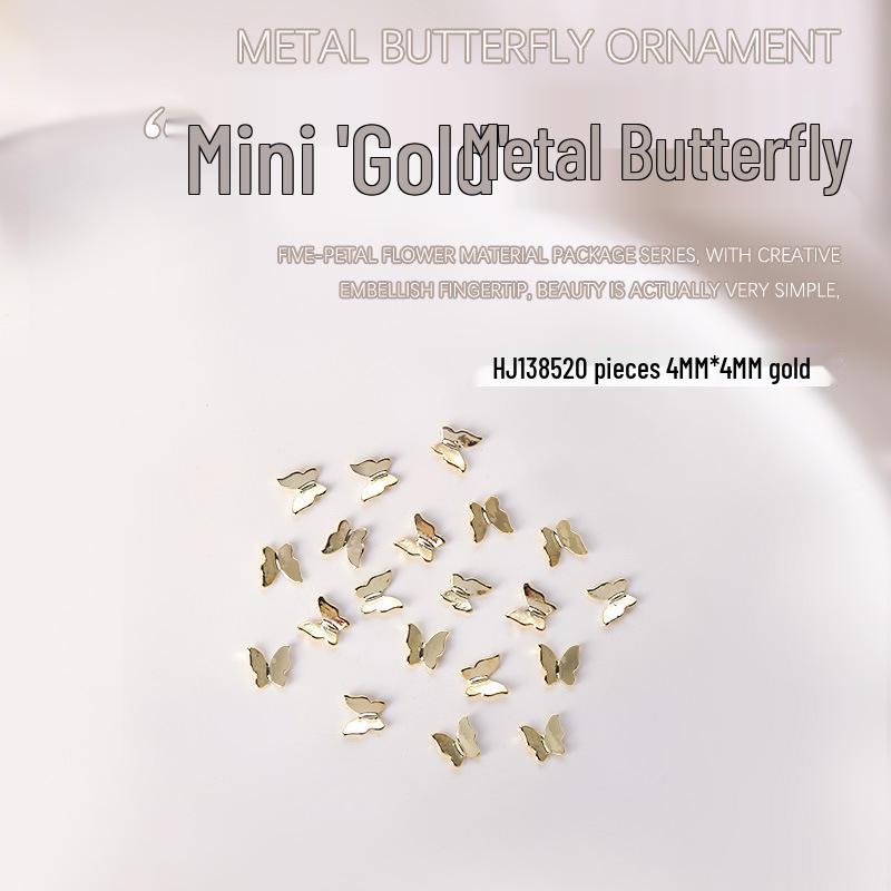 20-Piece Minimalist 3D Butterfly Nail Art Decorations in Gold & Silver
