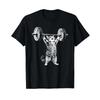 Vintage Weightlifting Cat Gym Deadlift Fitness T Shirt Vintage Top For Everyday Wear Stretched Casual Homme Fashion
