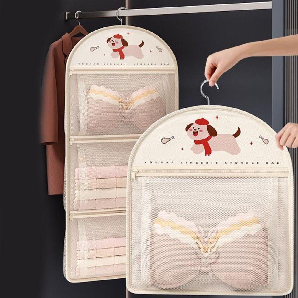 Cartoon Socks Storage Hanging Bag 1/2/3 Layer Hanging Mesh Bag Clothing Storage Bags  Dormitory