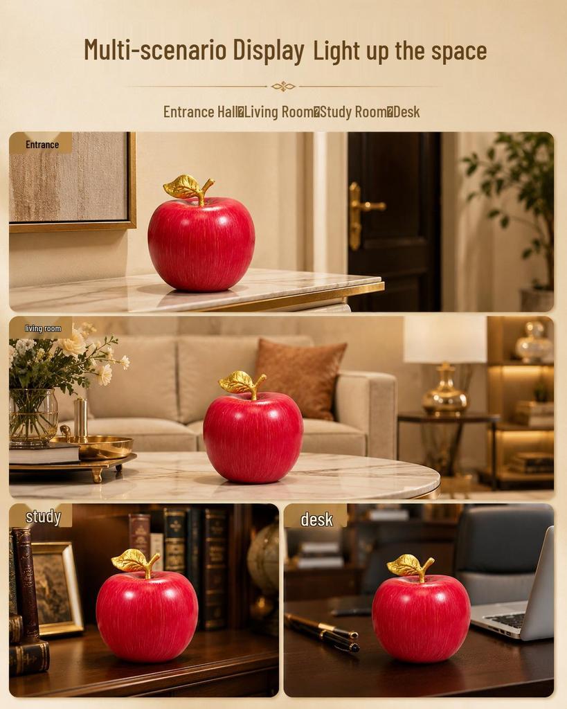 Goldmessing Rotes Fuji-Apfel-Ornament für Wohnzimmer, Arbeitszimmer oder Büro
