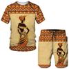 Africké dívky 3D potisk etnický styl dětské soupravy módní trička plážové šortky trička topy vintage chlapci dívky sportovní oblečení obleky