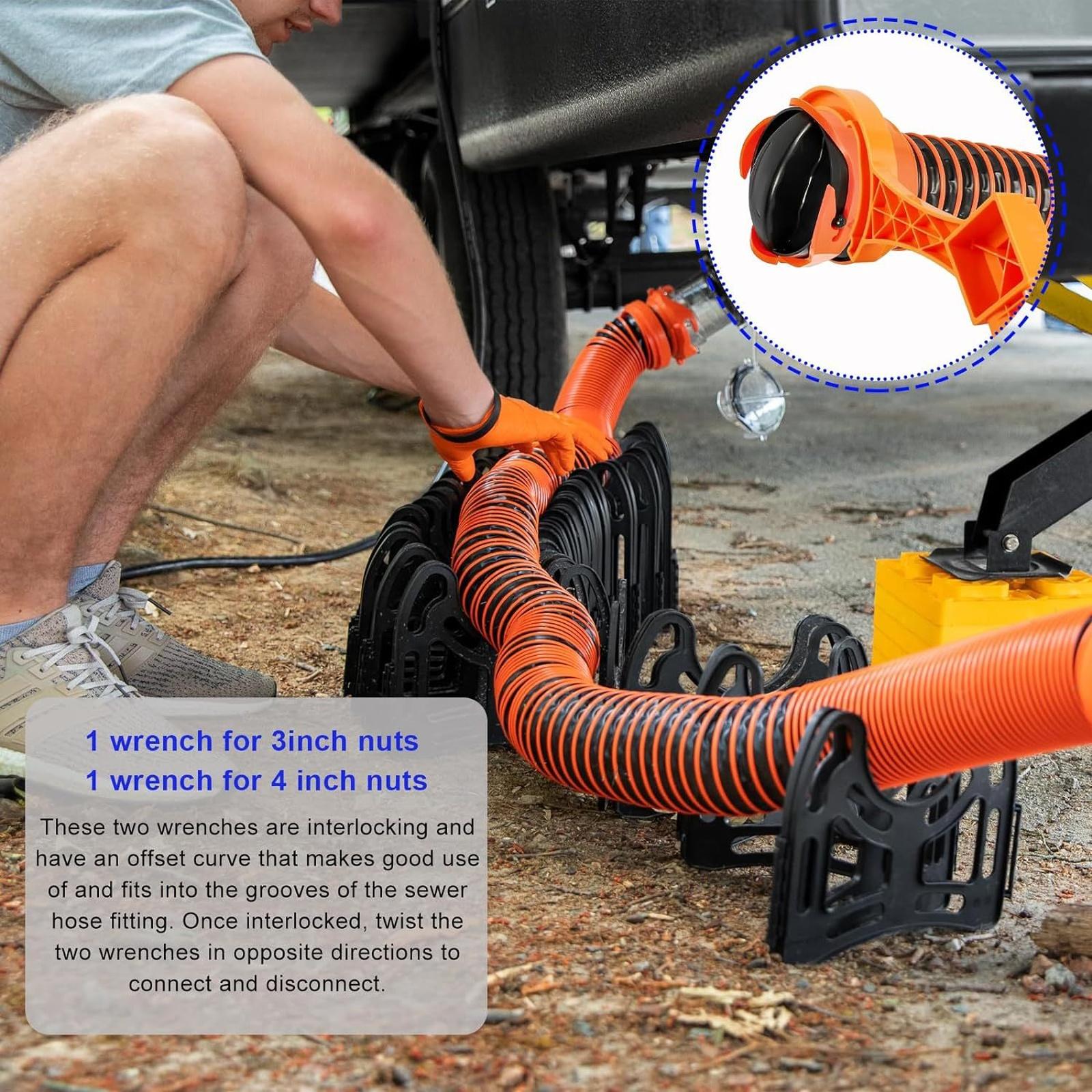 

Комплект из 2 шлангов для канализации RV - Подходит для большинства 3 и 4 наружных/внутренних канализационных патрубков RV one size оранжевый