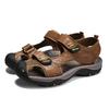 Men Hiking Sandals Outdoor Black Leather Sandals Wide Head Closed Toe Sport Sandals Summer Beach Shoes for Father Plus Size