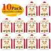 10PCS Cute Cartoon Christmas Greeting Cards Set with Envelopes, Large Size Hand-drawn Xmas Cards for Holiday Wishes & Gifts