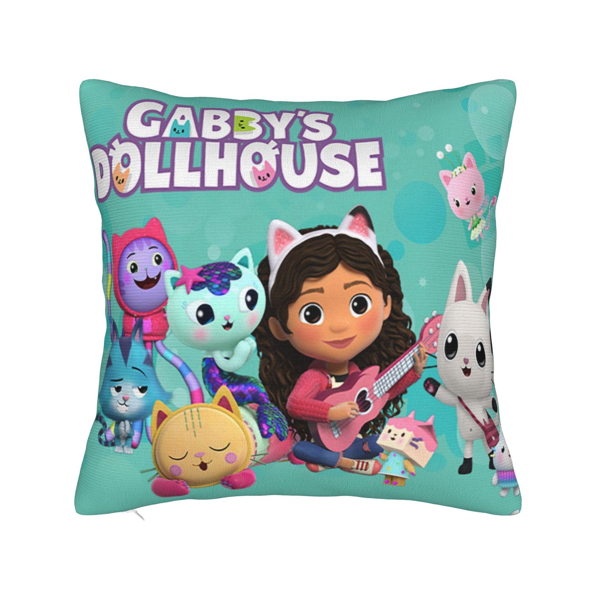 Pink Gabby Dollhouse Square Pillow Covers Polyester Couch Cute Cartoon Cushion Cover Creative Decorative Pillowcase 4545 30x30cm 12x12in