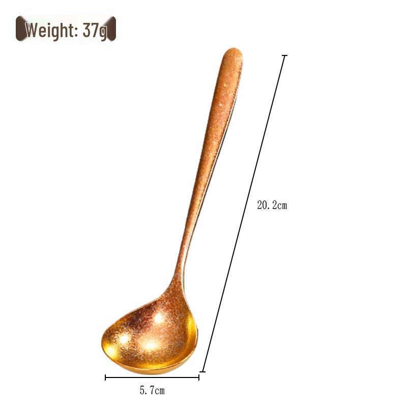 Pure Titanium Antibacterial Korean-Style Soup Spoon with Long, Thickened Handle
