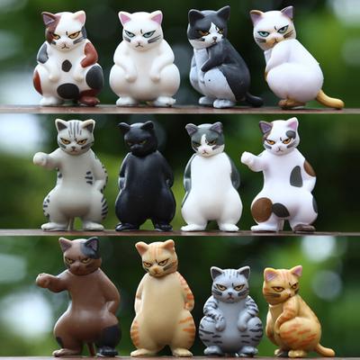 6Pcs Threatening Cat Figurine PVC Cartoon Social Kitten Statue Animal Sculpture Home Office Desktop Bookshelf Decoration Ornament