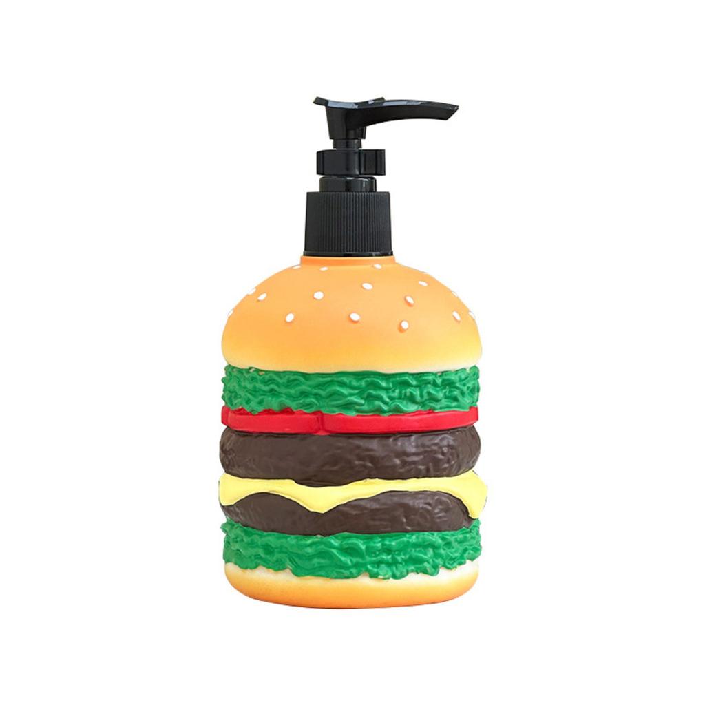 Cute Hamburger Shaped Soap Dispenser - Manual Press Refillable Hand Soap Bottle,Shampoo Split Bottle,Funny Home Decoration