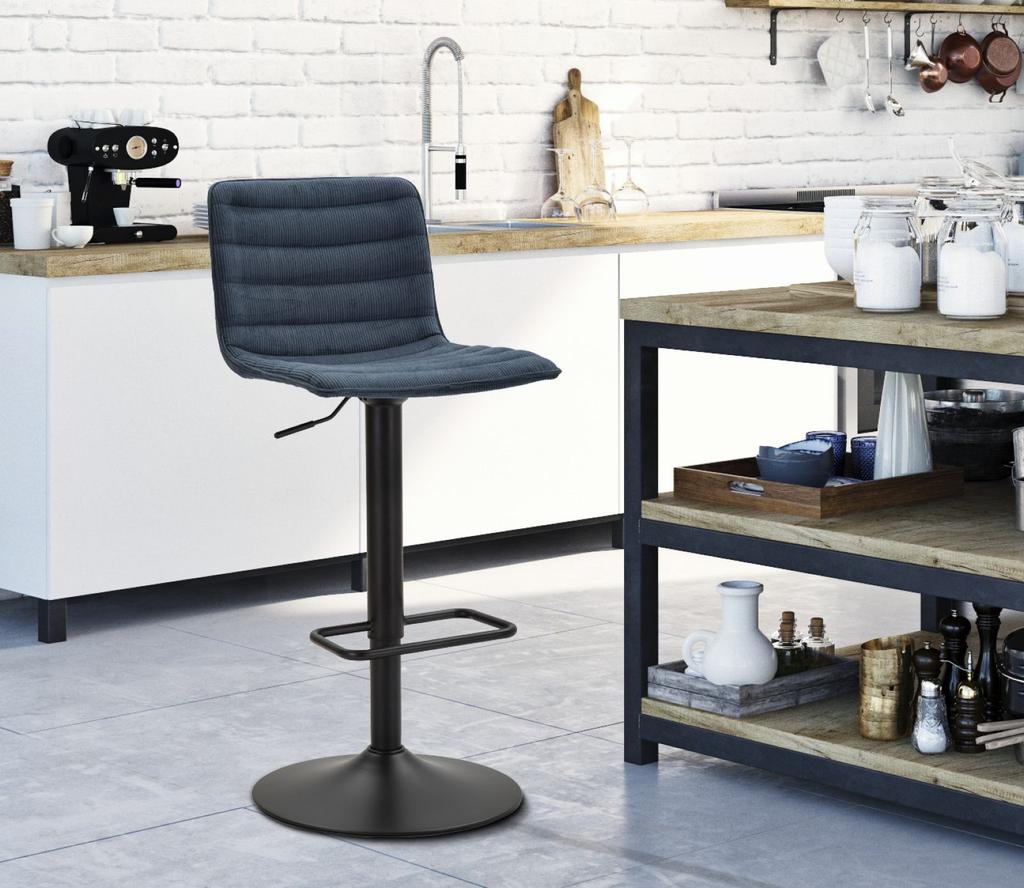 Bar Stool With Lift High Navy Cm 43X49,5X85,5-107(Seat Cm 61-82,5) Set 2Pcs