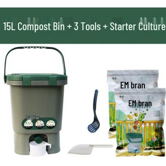 GuoYou 15L Compost Bin with Bokashi EM for Kitchen Waste - Free Shipping