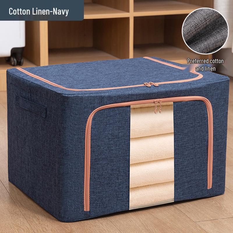Steel Frame Waterproof Clothes Storage Box - Large Transparent Moisture-Proof Organizer for Quilts