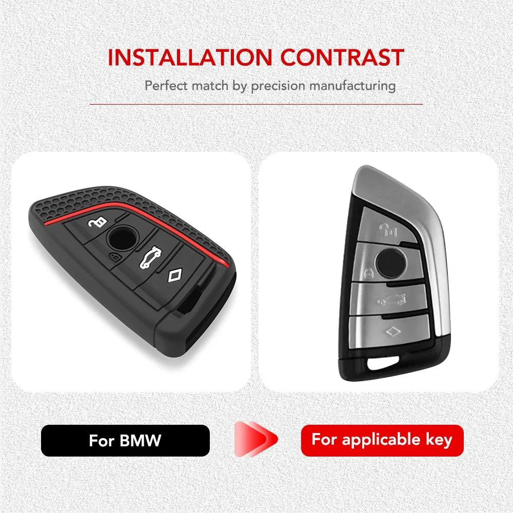 Silicone Car Remote Key Case Cover Shell for BMW X1 X3 X5 X6 X7 1 3 5 6 7 Series G20 G30 G11 F15 F16 G01 G02 F48 Car Accessories