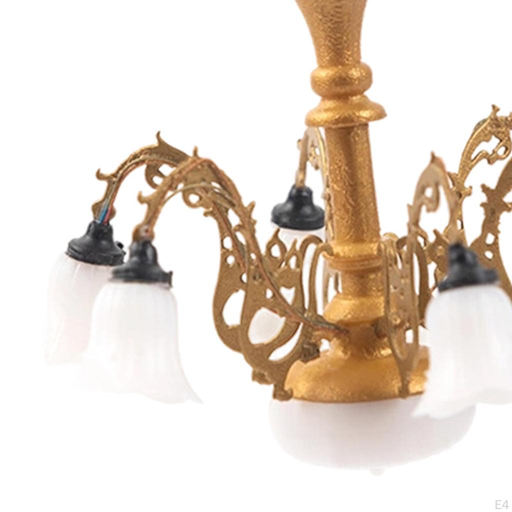 1/87 Chandelier Ceiling Light Fixture Micro Landscape Hanging Ho Scale Decoration