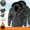 Chaqueta de invierno para hombre con forro de plumas, gruesa, para exteriores, abrigo cálido, para esquí, escalada, cortavientos, gorro desmontable.