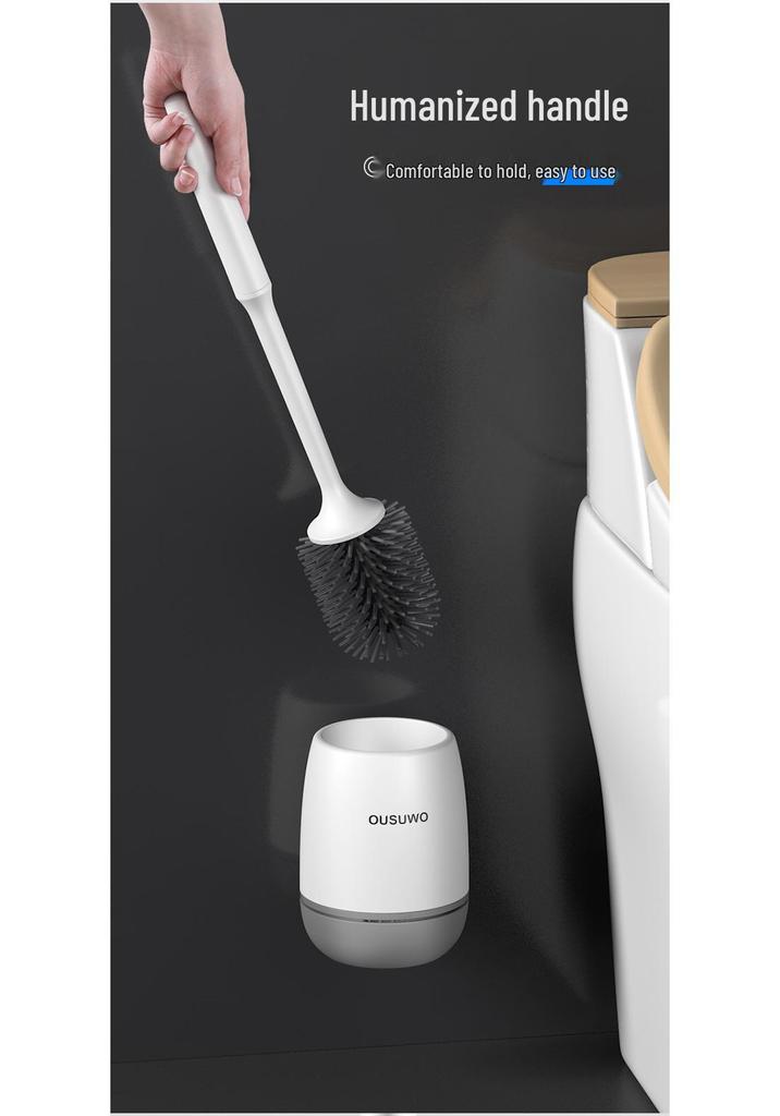 Wall-Mounted Toilet Brush with Long Handle & Soft Bristles for Bathroom Cleaning