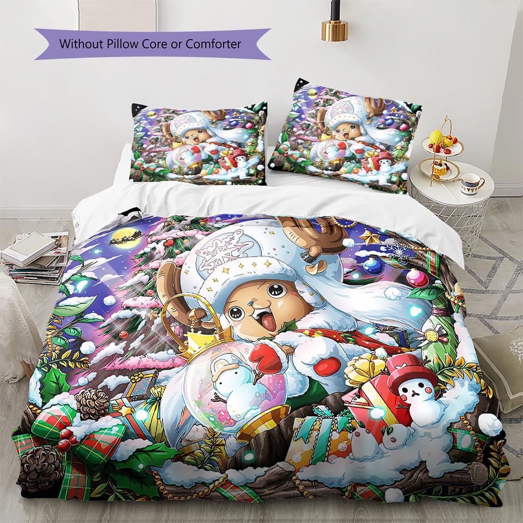 Set cu cuvertură și fețe de pernă cu model de desene animate Decorare casă Cadou de ziua de naștere (1 * husă de pilotă + 2 * fețe de pernă, fără miez)