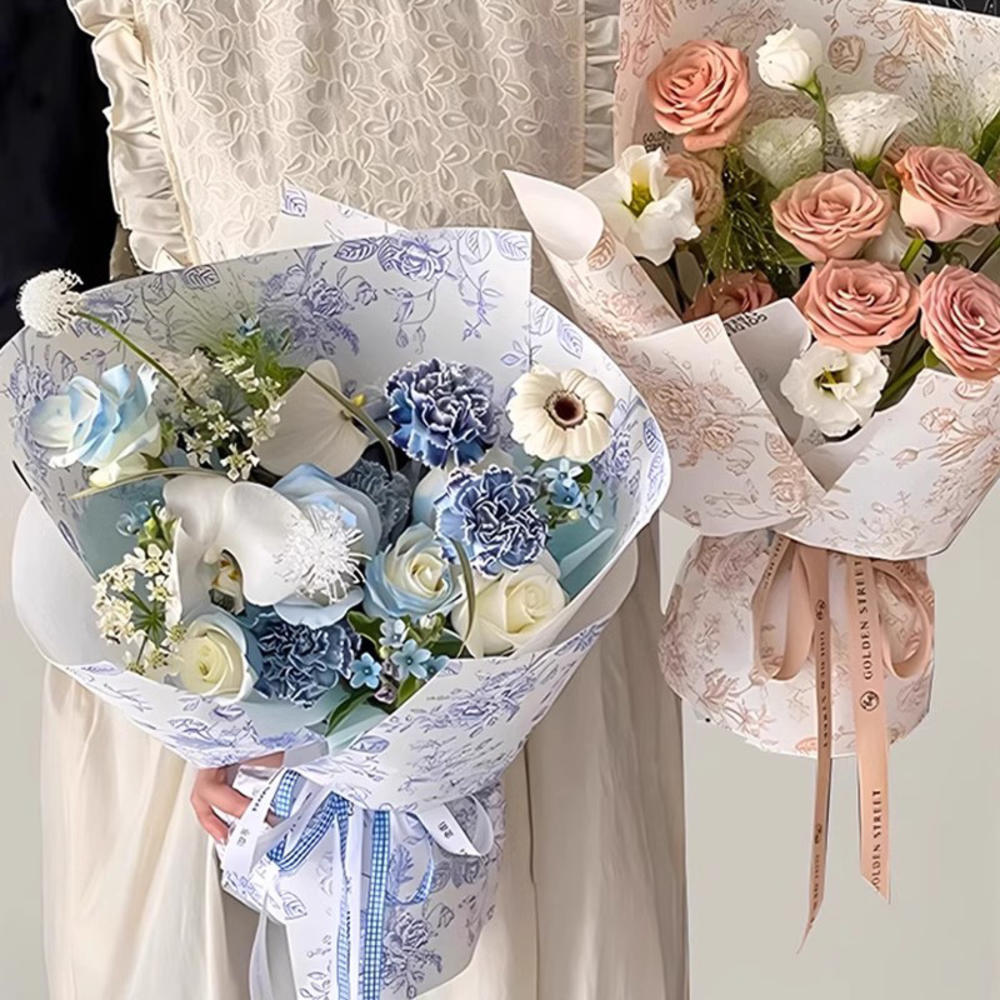 Retro Wrapping Paper Romantic Flower Wrapping Paper Kraft Gift Paper Florist Bouquet Packaging Material For Gift Wrapping Pack